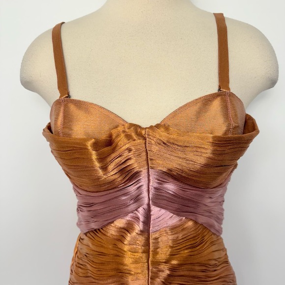 Burberry Prorsum Runway Metallic Lamé Pleated Bustier Dress Bodycon IT 42 / US 8 - Picture 3 of 15